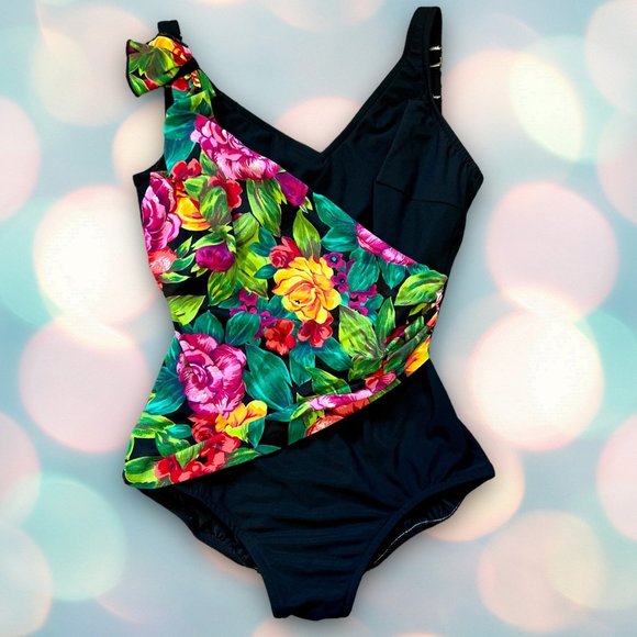 Roxanne Women’s Tropical Floral One Piece Swimsuit Size 12 34D - Picture 2 of 5